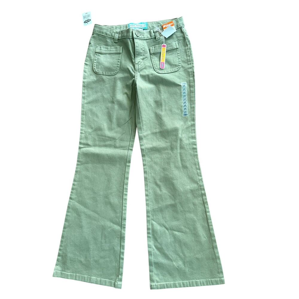 Vintage Y2K old navy green‎ hipster flare leg pants girls size 10